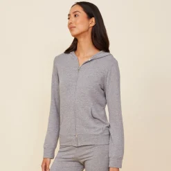 MONROW Supersoft Zip Up Dark Heather Hoody DARKHEATHER Cheap